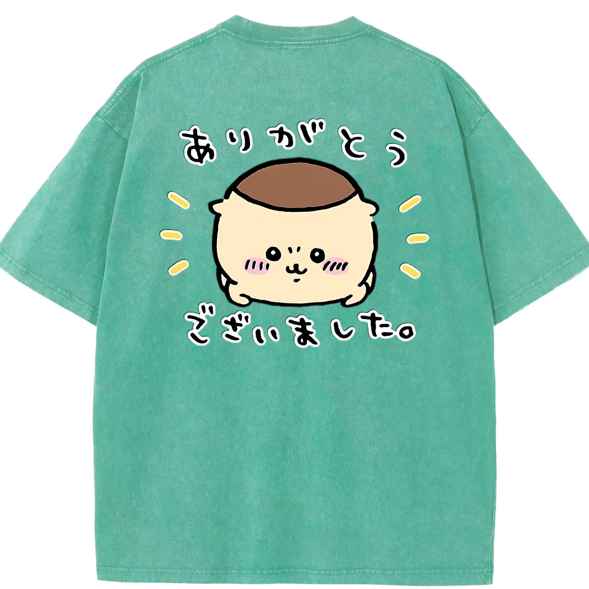 （画像用） ちいかわ くりまんじゅう Chii-kawa kuri manjū 綿100% ヴィンテージ風 半袖Tシャツ（背面プリント）